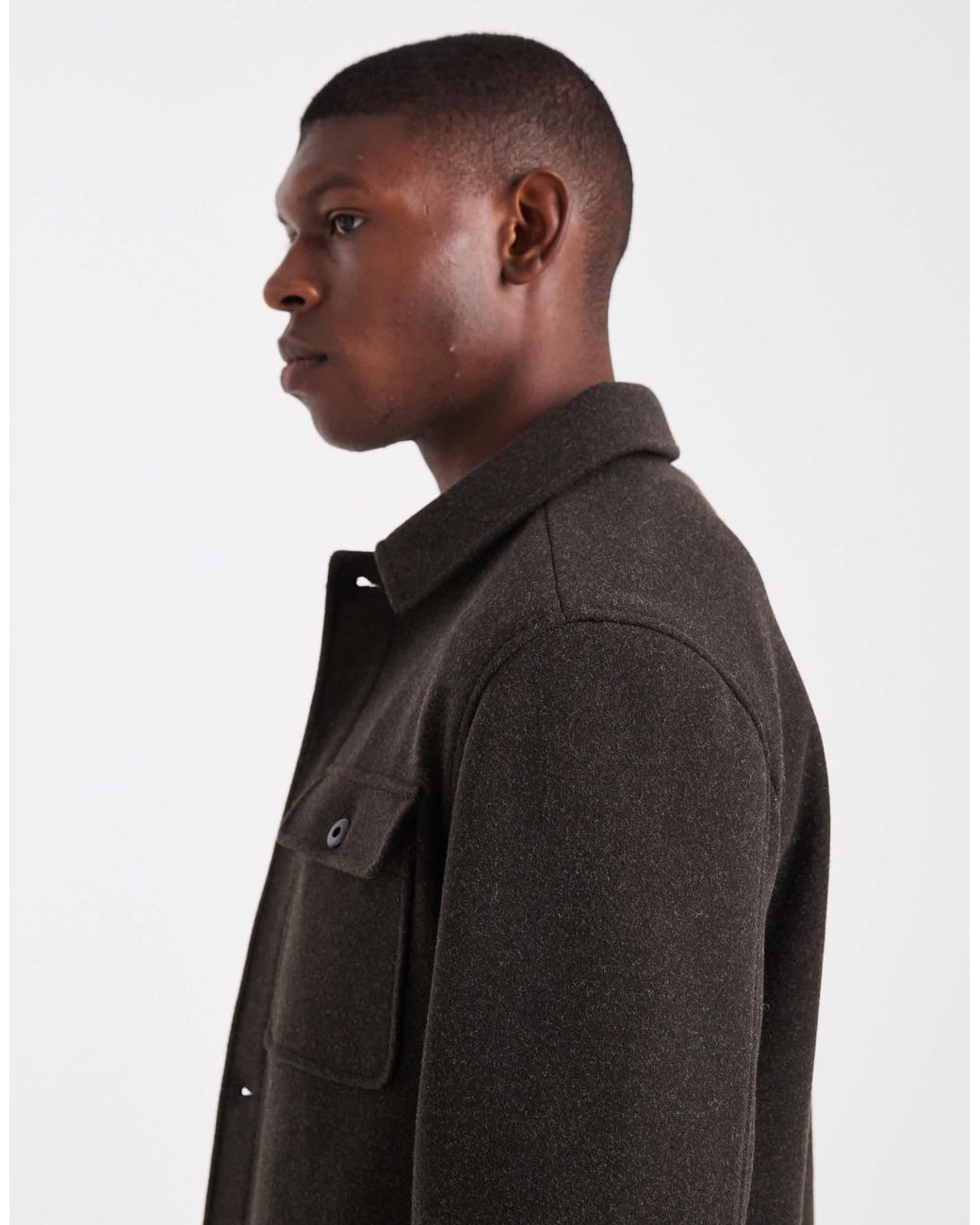 Threadbare Black Shacket With Front Pockets for men