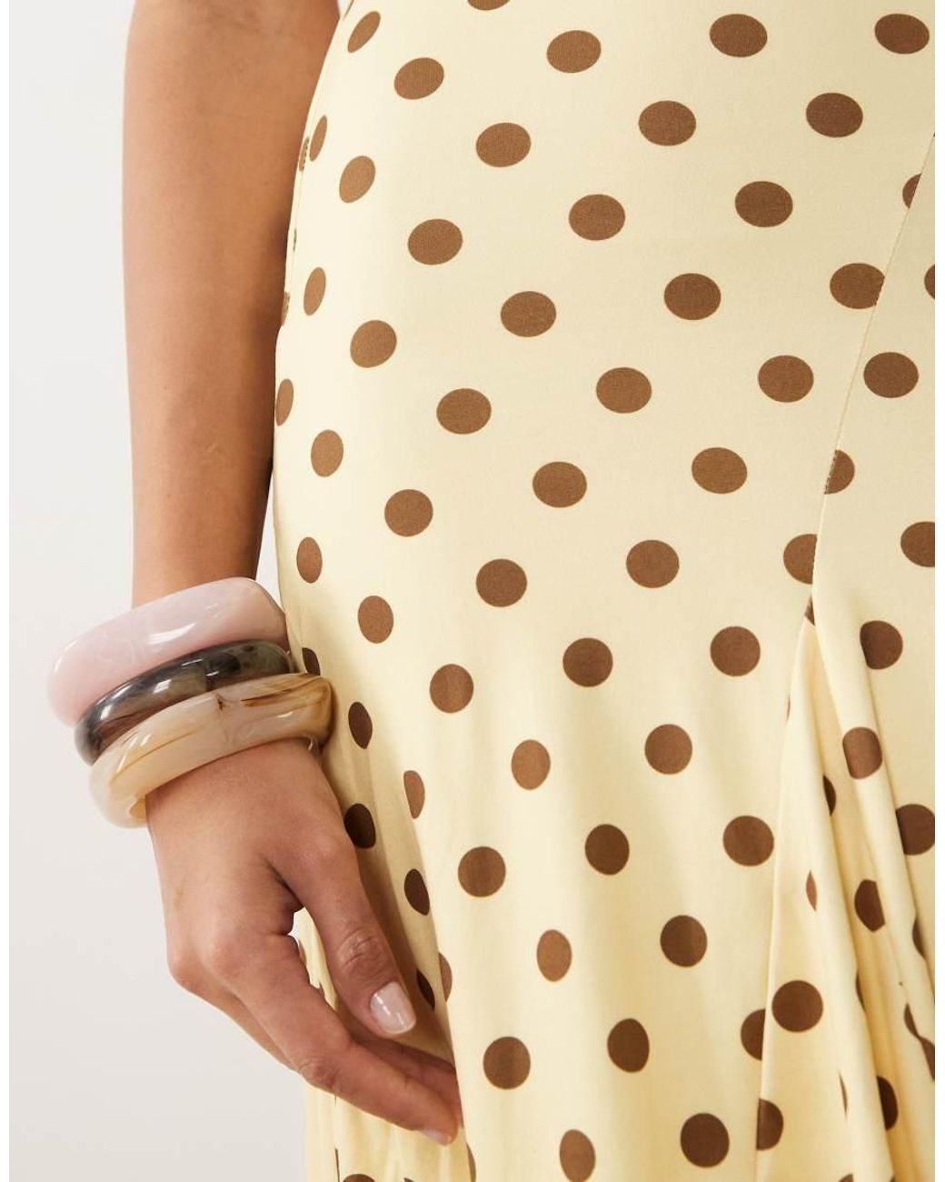 Missy Empire Natural Missy Empire Slinky Godet Hem Midi Skirt