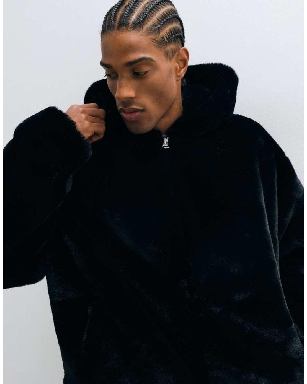 ASOS Blue Faux Fur Coat for men