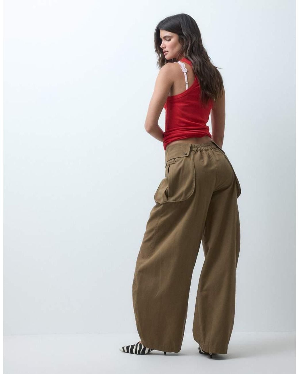 ASOS Red Cargo Pants With Side Pocket Detailing