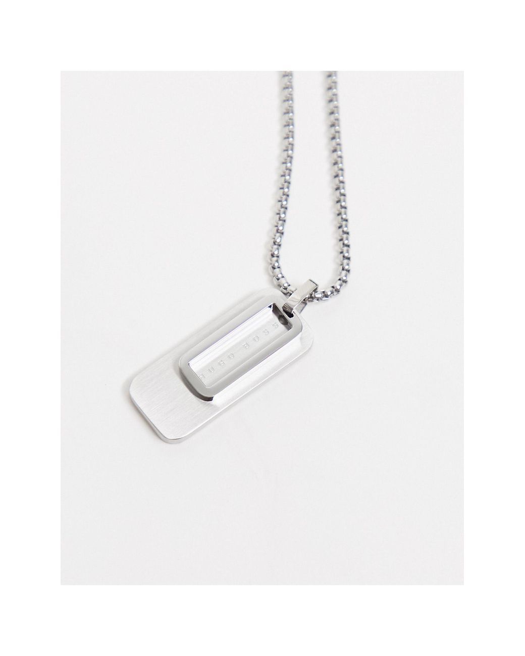 BOSS ID Stainless Steel & Black Silicone Necklace 1580050 | Goldsmiths