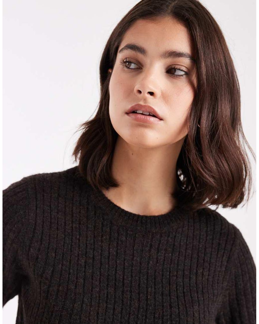 Vero Moda Black Ribbed Knit Short Sleeve Top