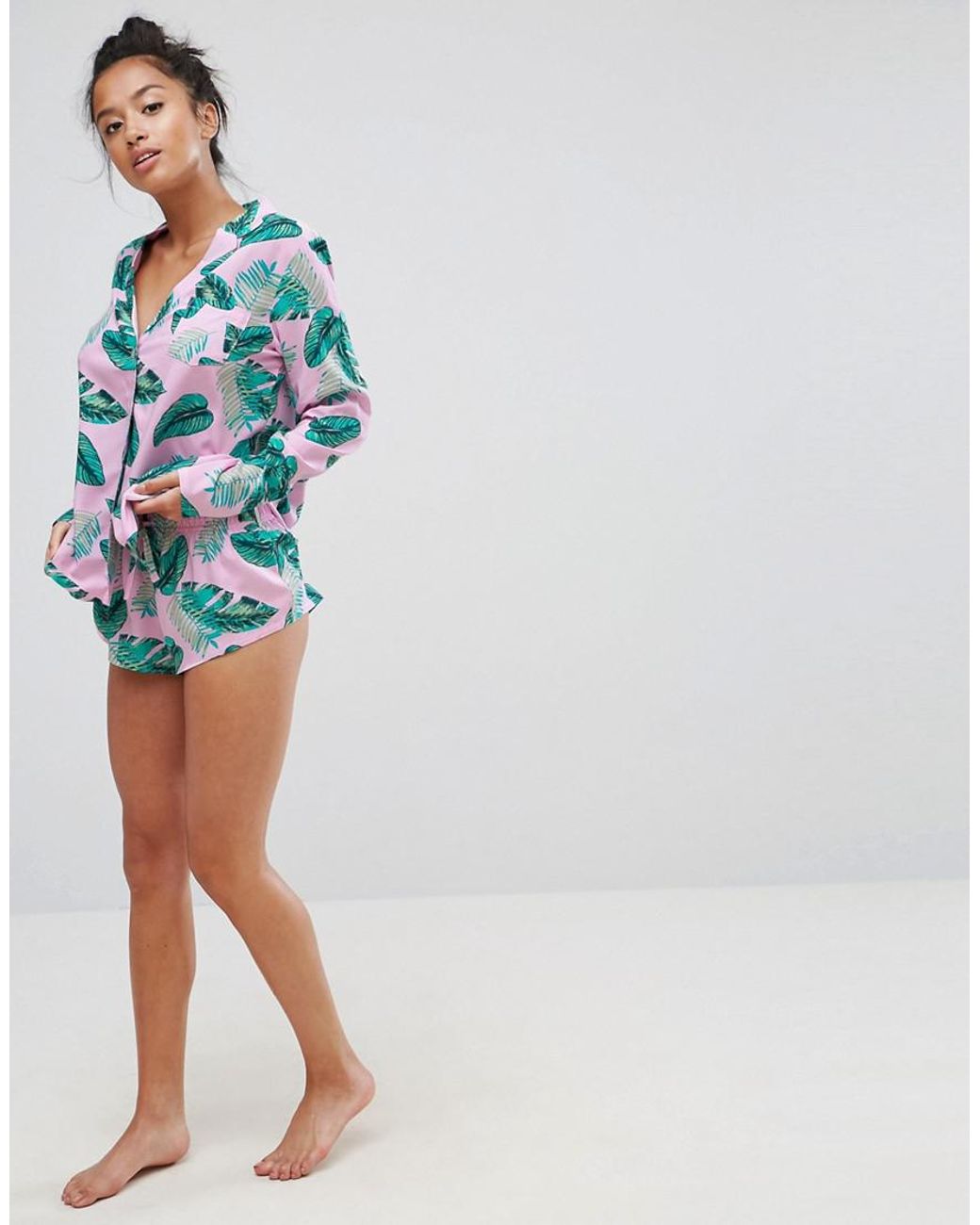 Tropical Print Long Sleeve Shirt 