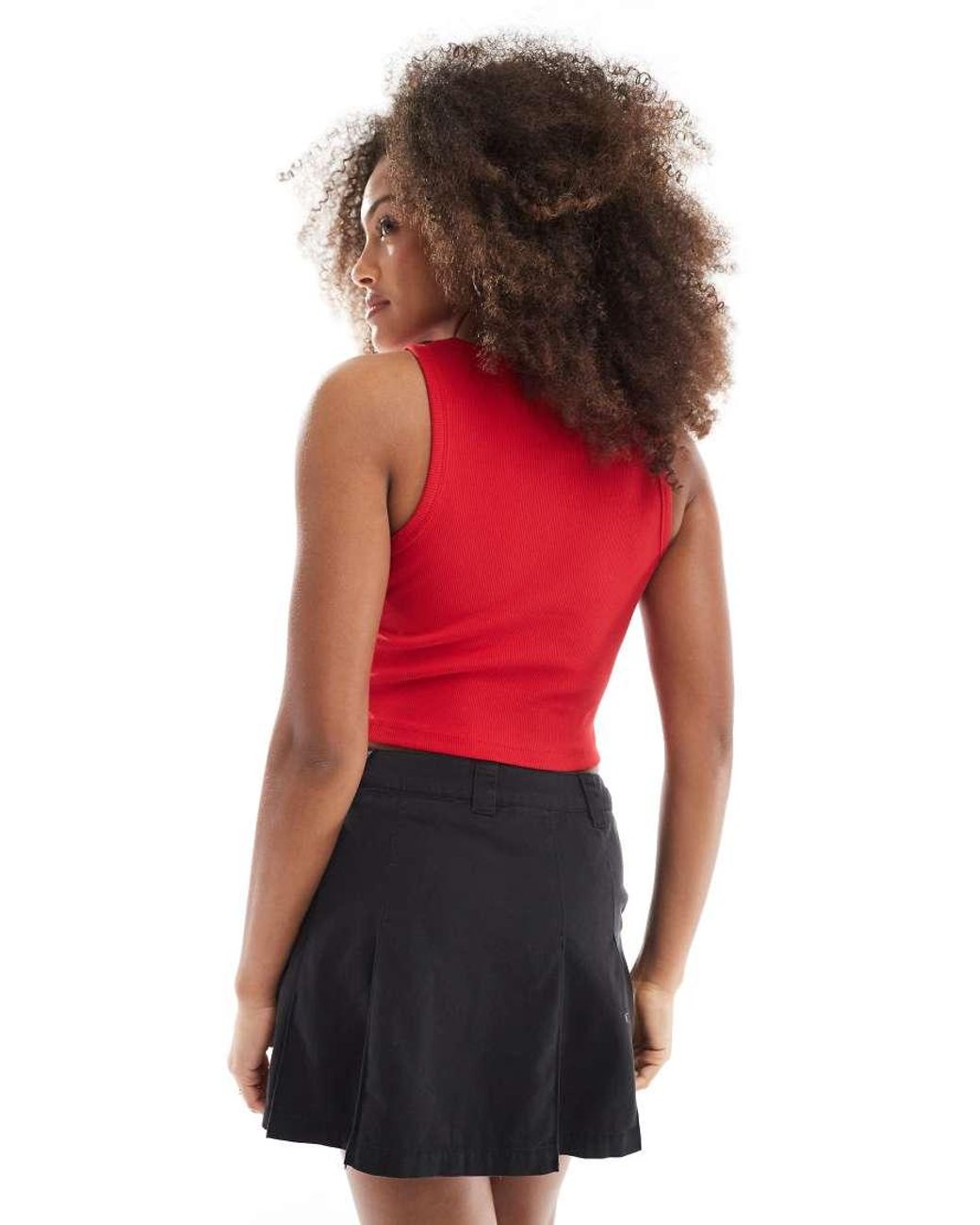 JJXX Red Fallon Ribbed Cropped Vest