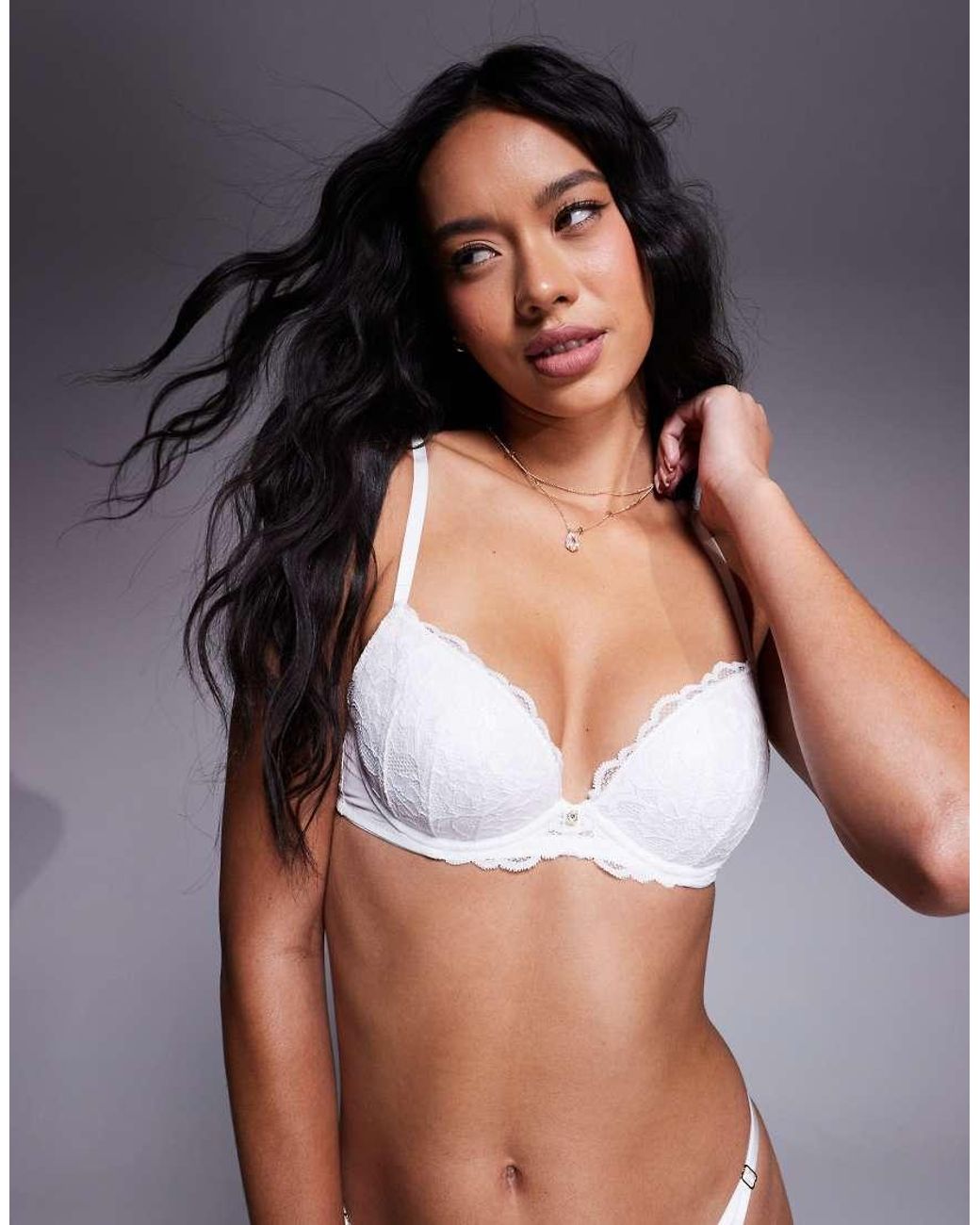 Ann Summers White Sexy Lace Padded Plunge Bra 2 Pack