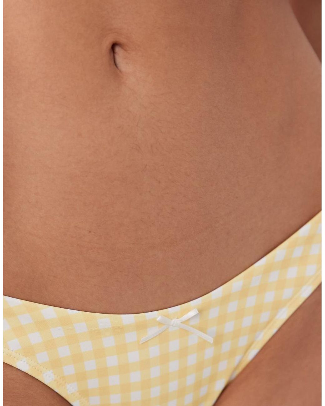 Free Society Natural Gingham High Leg Bikini Bottoms