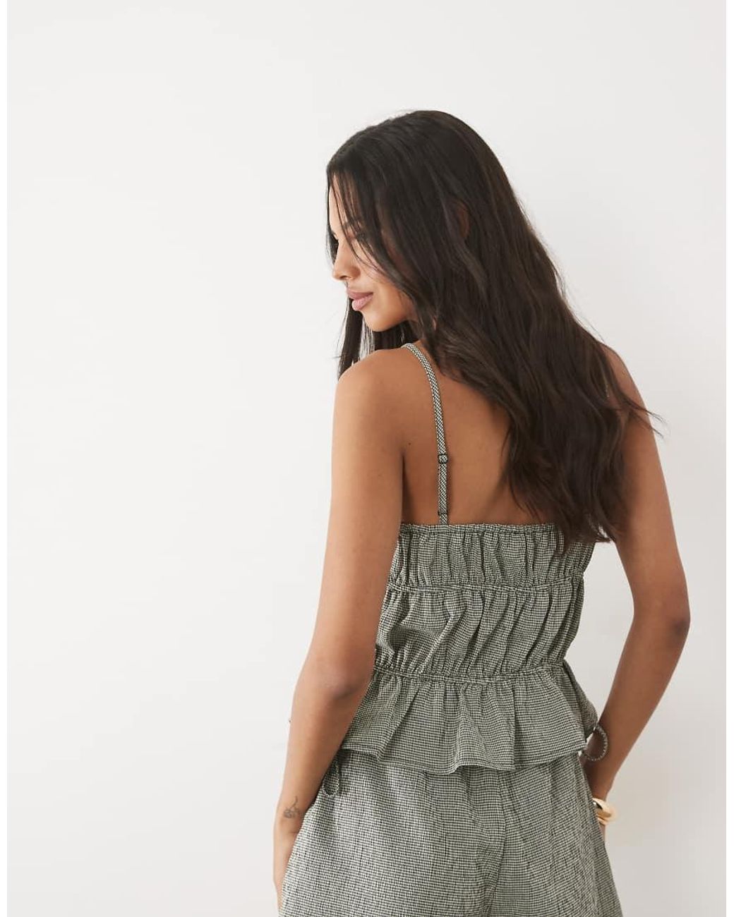 ASOS Multicolor Square Neck Cami Shirred Tie Top