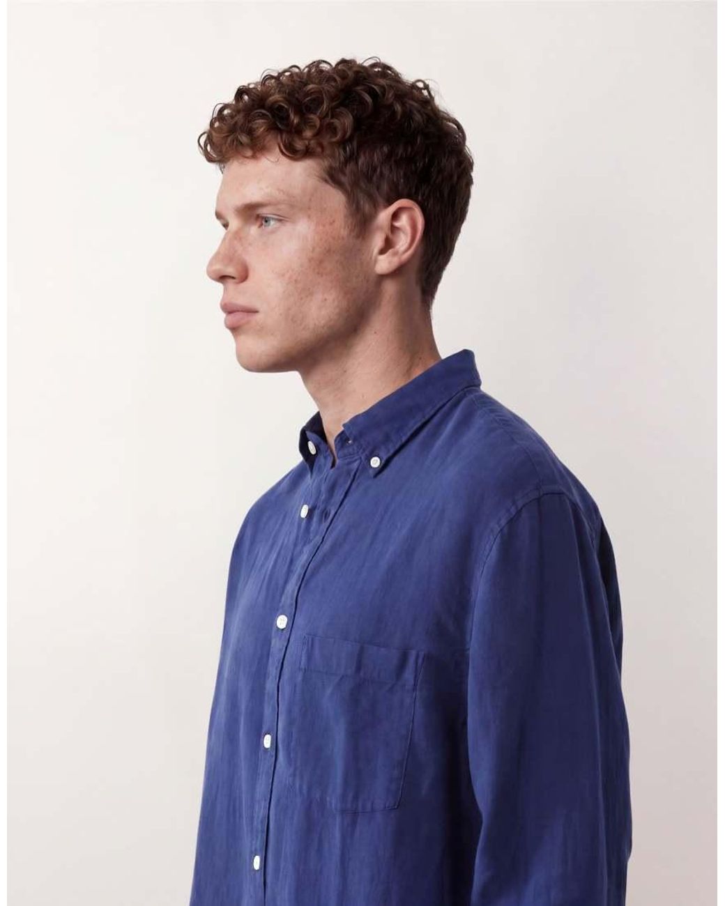 ARKET Blue Pure Linen Shirt for men