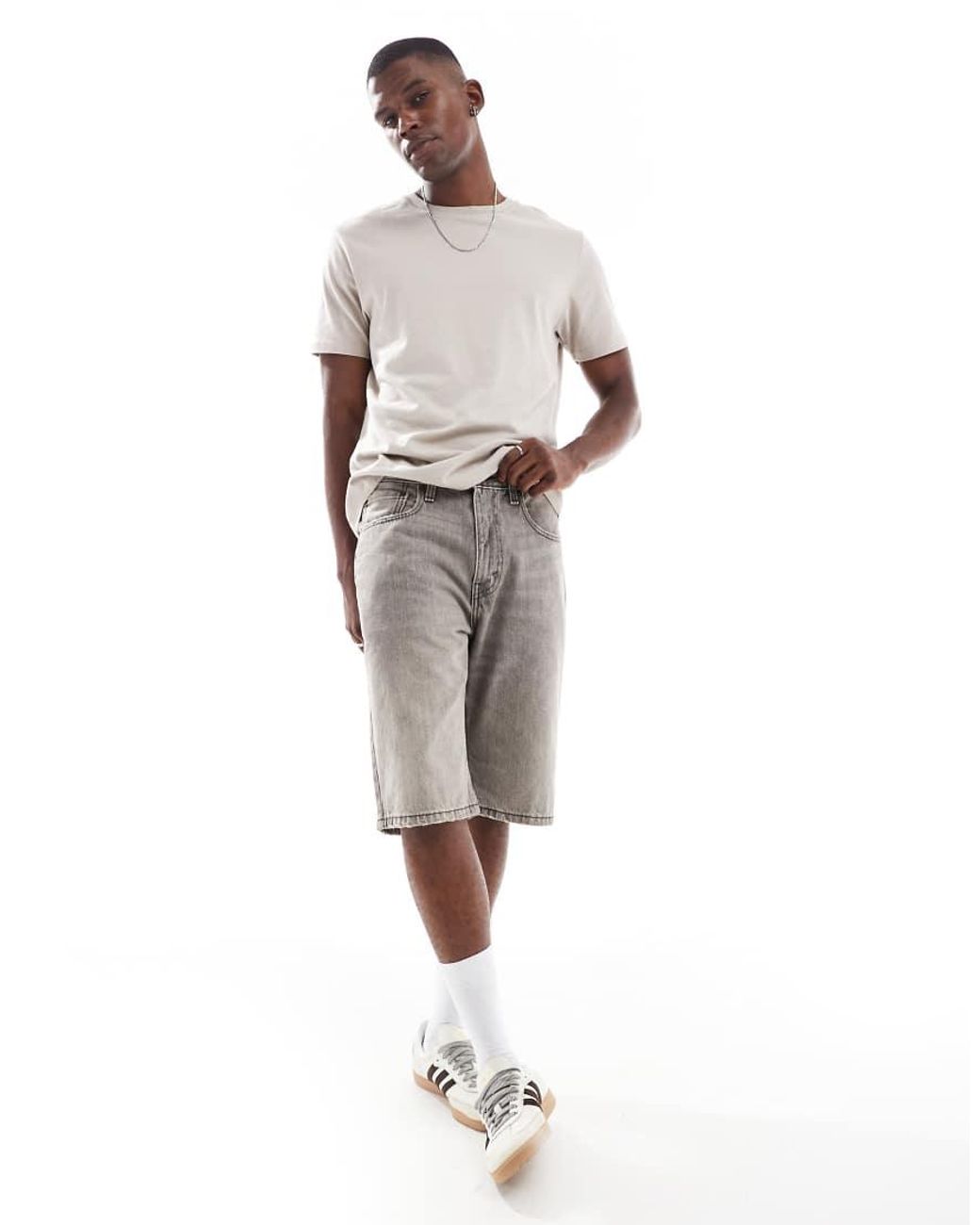 Levi's Gray 469 Loose Fit 12inch Denim Shorts for men