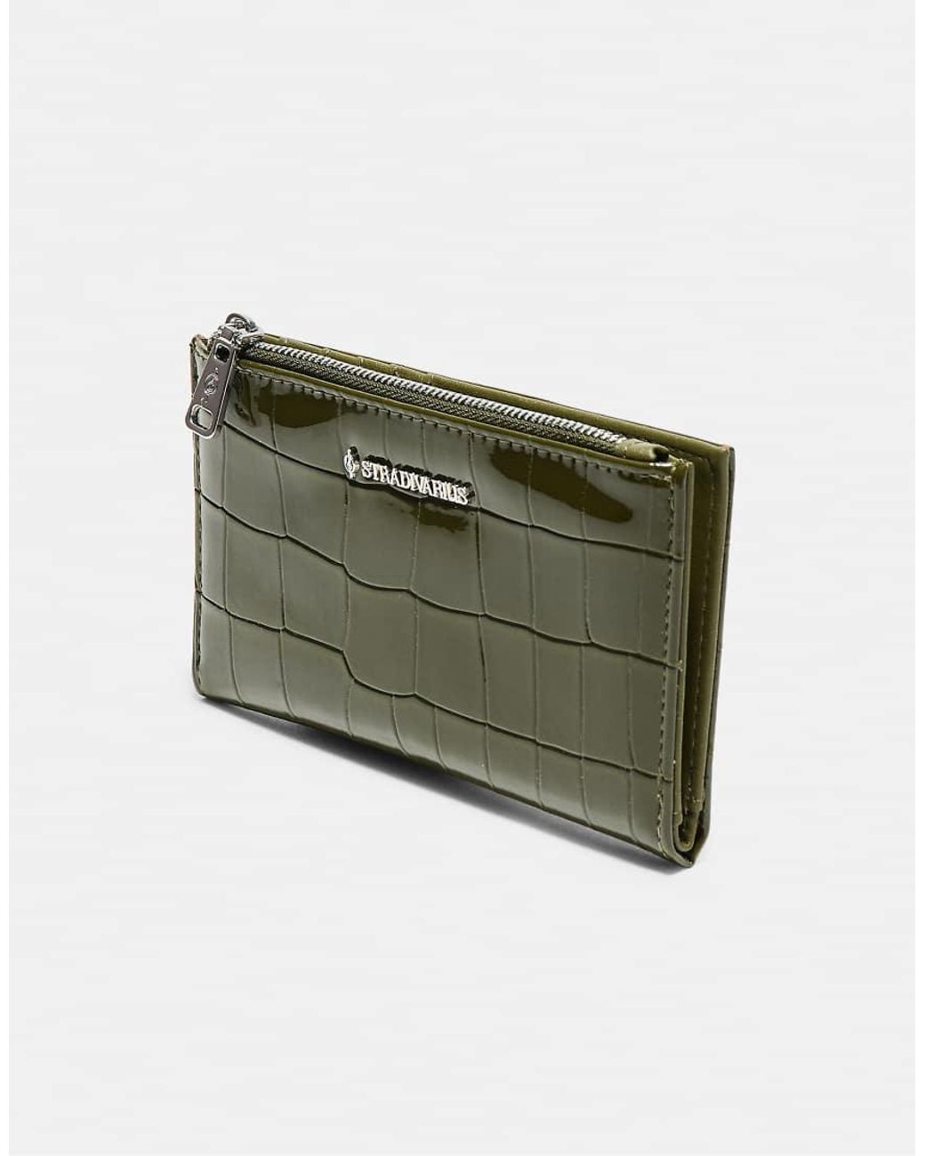 Stradivarius Green Basic Zip-up Purse
