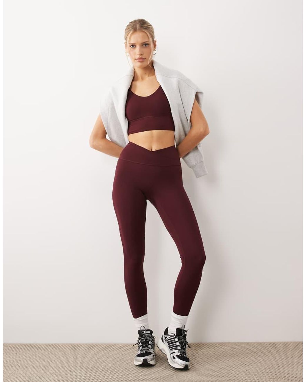 Adidas Originals Red Adidas Training Three Stripes Studios Mid Support Bra