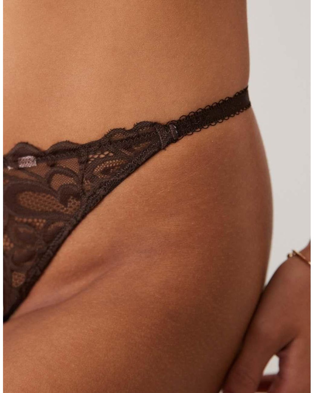 Boux Avenue Brown Heidi Lace Thong