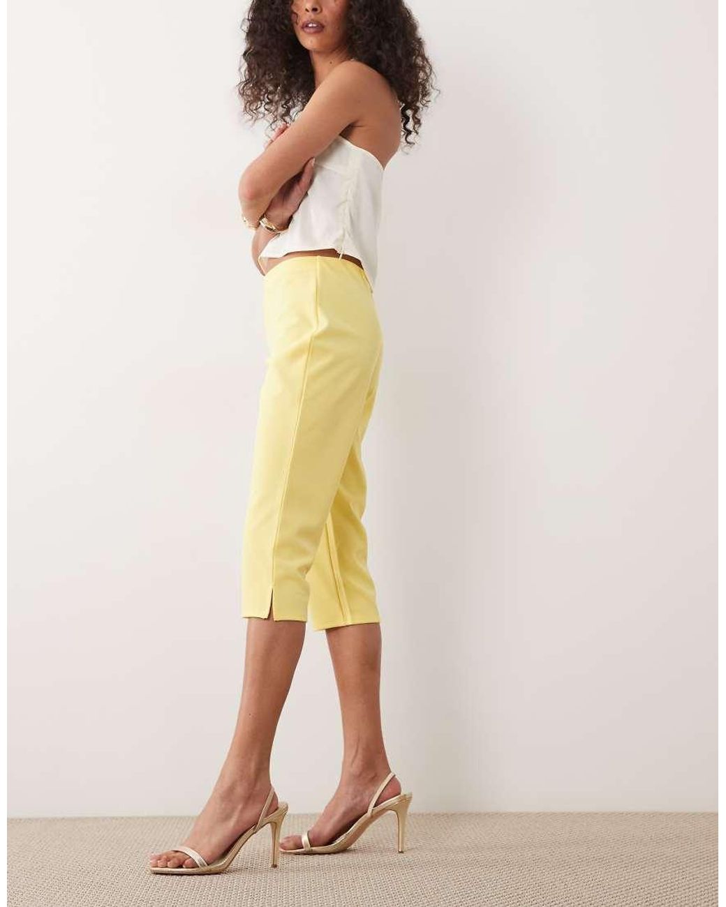ASOS Yellow Capri Trousers With Side Split