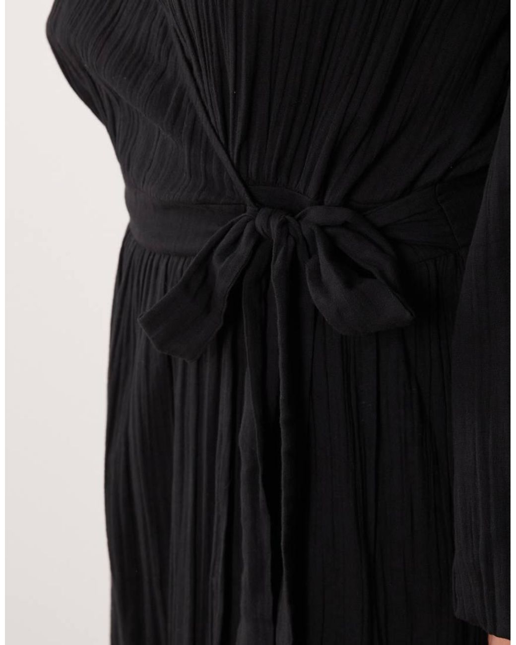 Esmee Curve Black Esmée Curve Wrap Front Long Sleeve Maxi Beach Dress