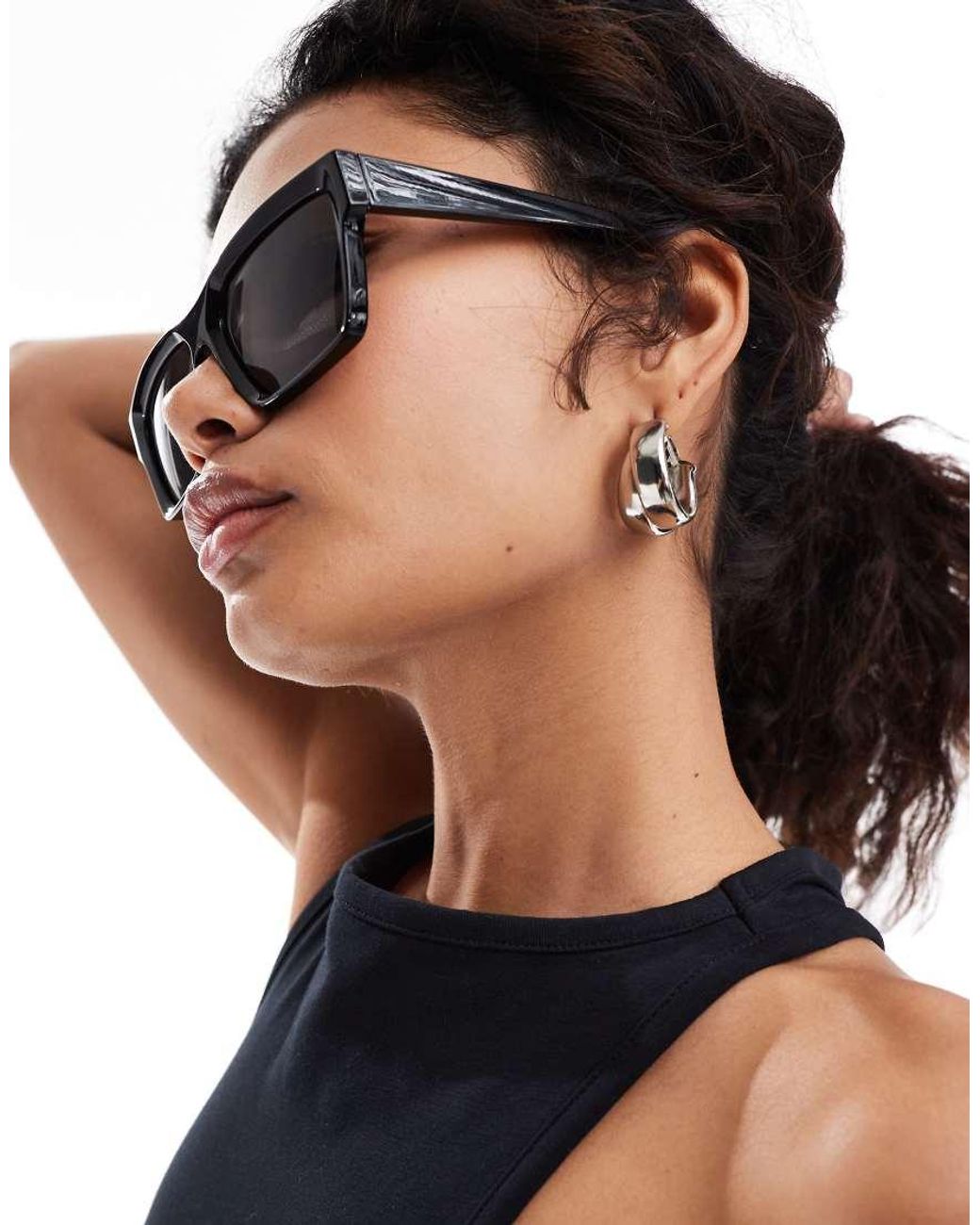 Weekday Black Port Chunky Square Sunglasses
