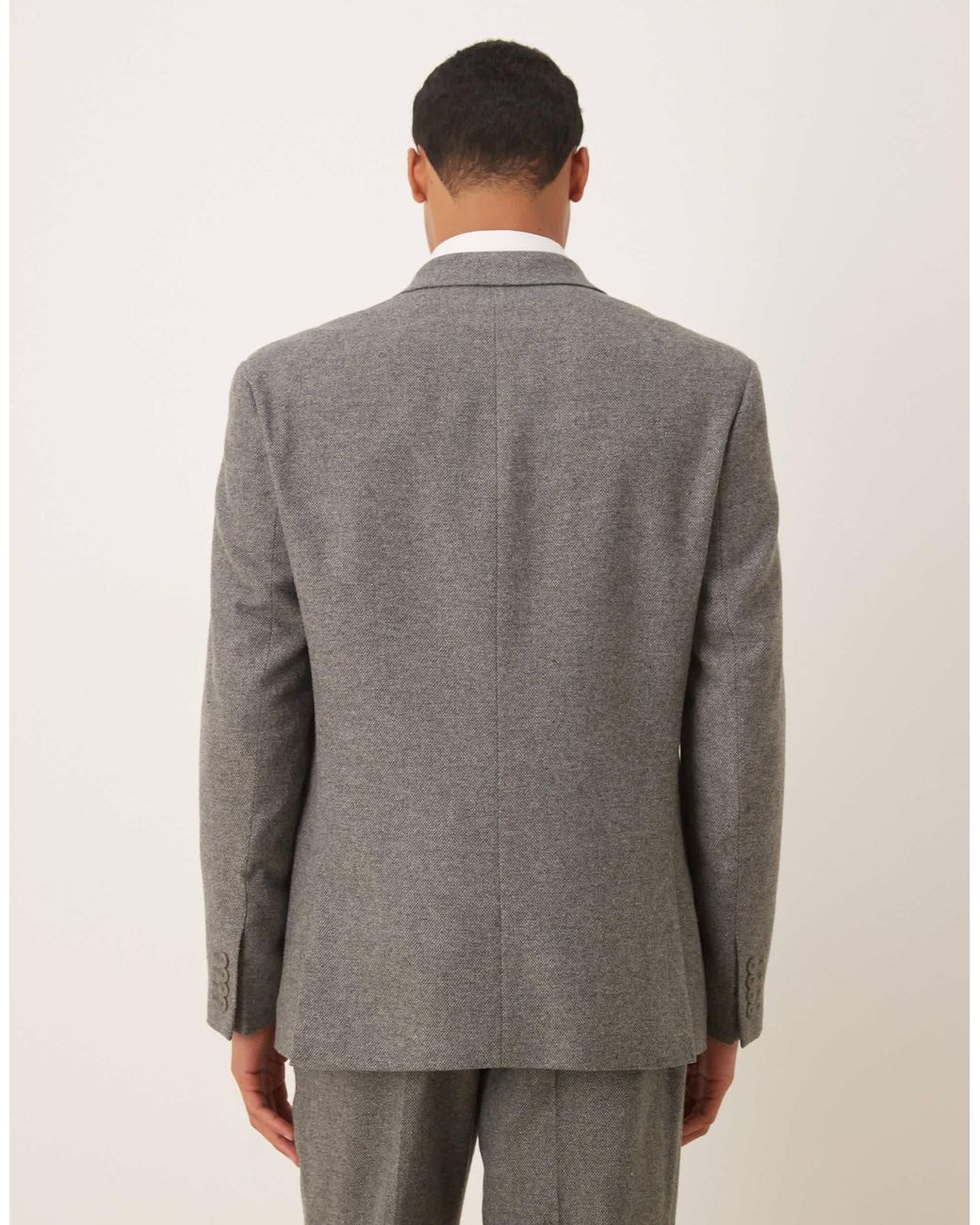 ASOS Gray Regular Double Breasted Wool Blend Suit Jacket for men