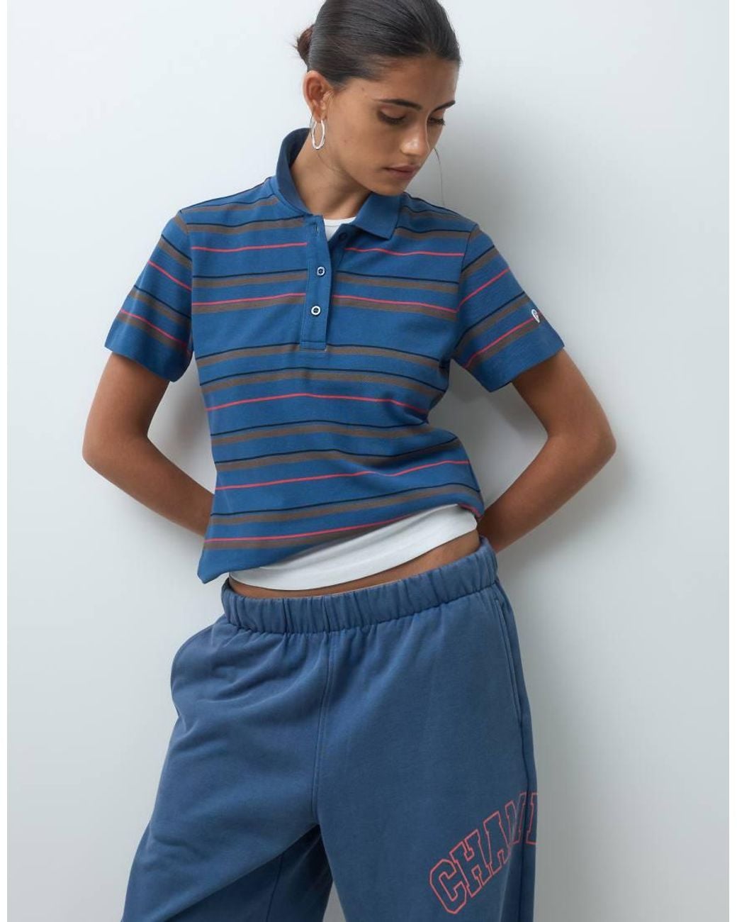 Champion Blue Future Memories Striped Polo Shirt