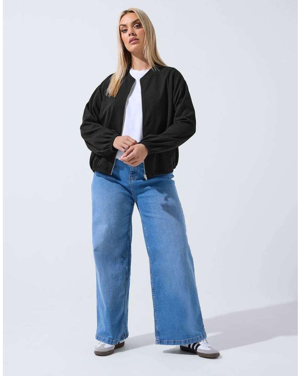 Yours Clothing Blue Zip Bomber Jacket