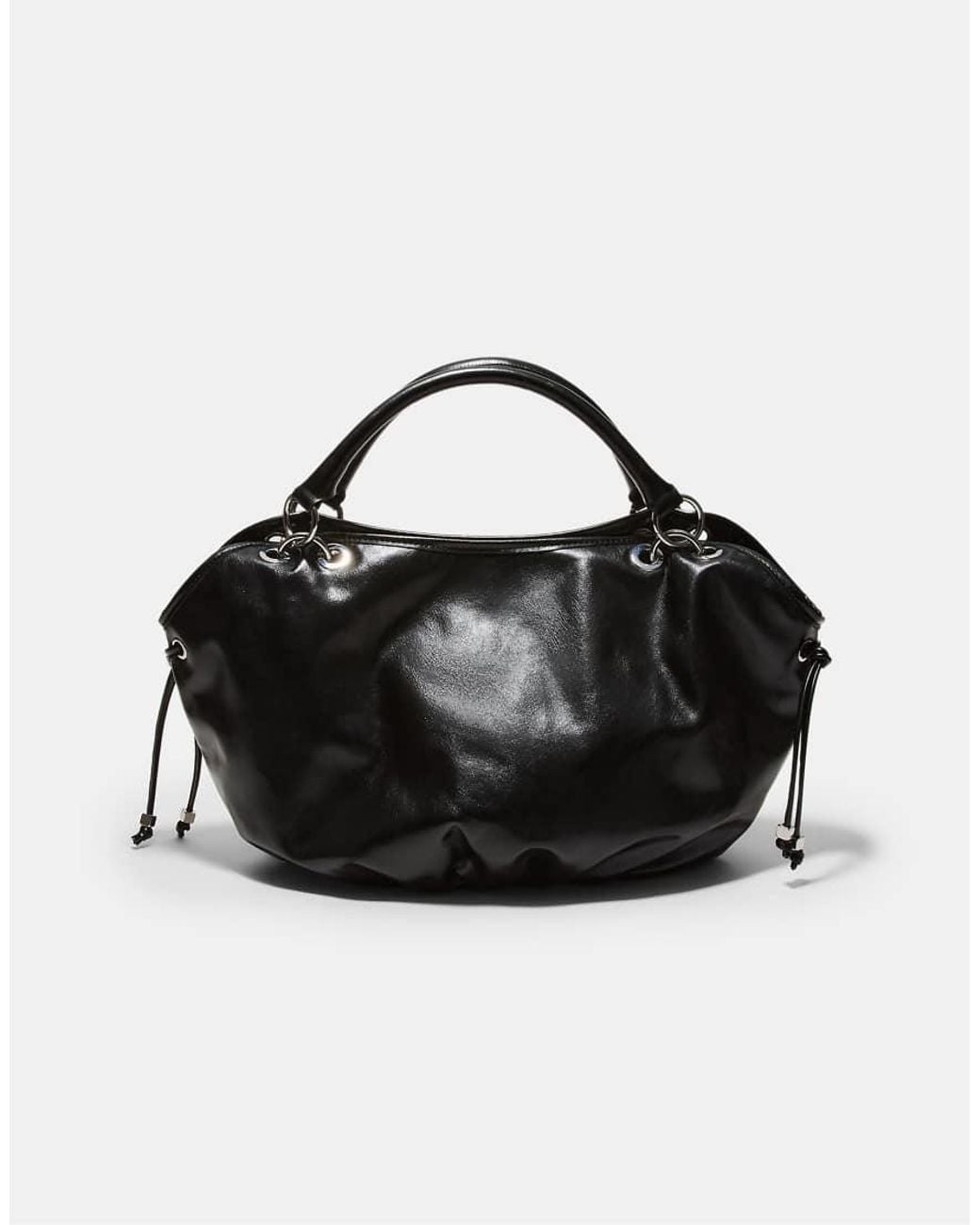 Stradivarius Black Round Shopper Bag With Metal Details