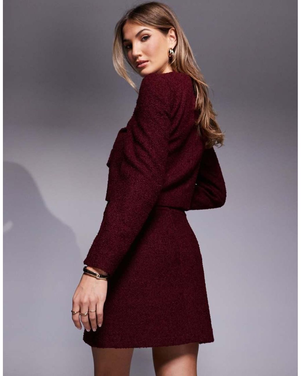 River Island Bouclé Mini Rok in het Purple