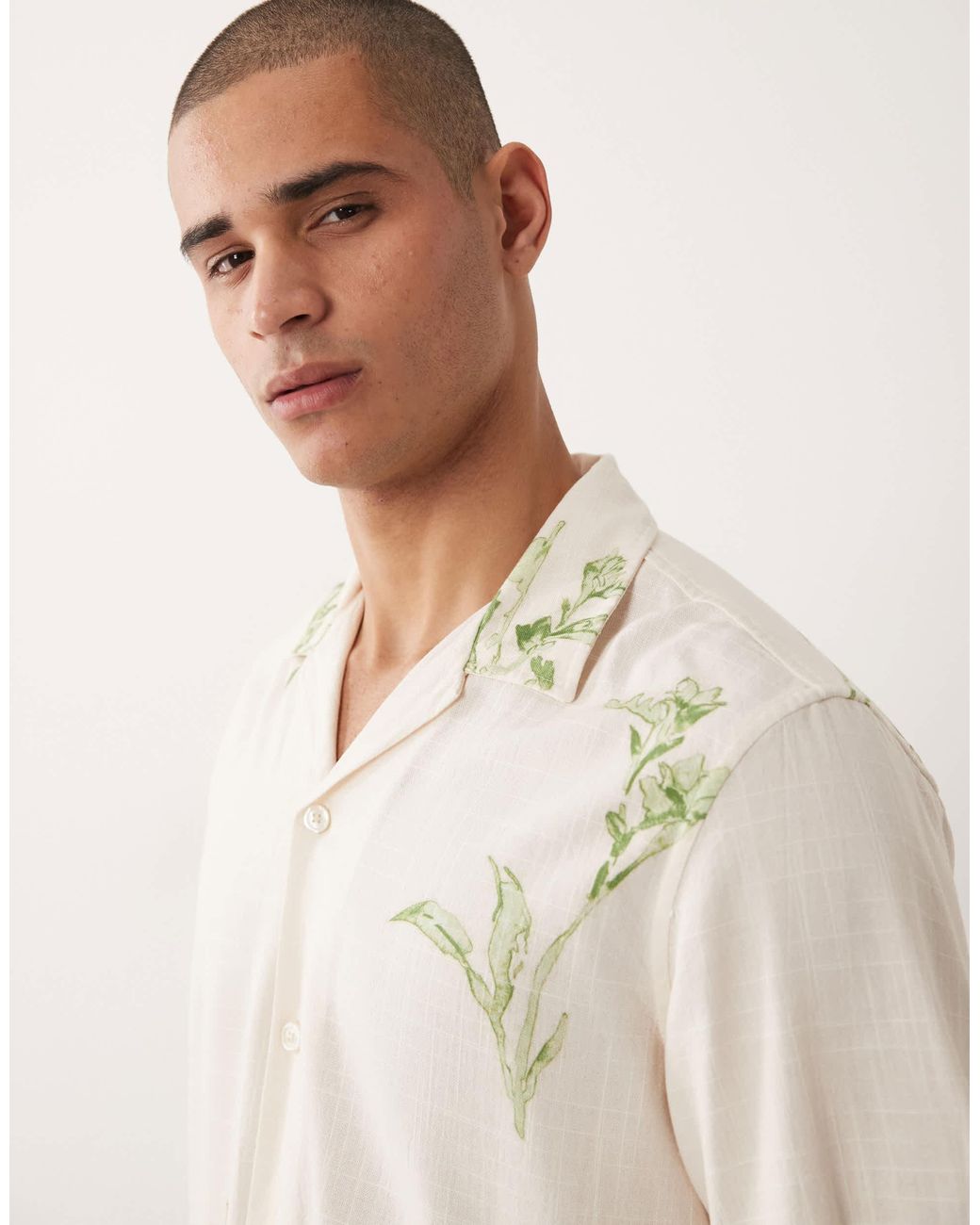 SELECTED – kurzärmliges hemd in Natural für Herren