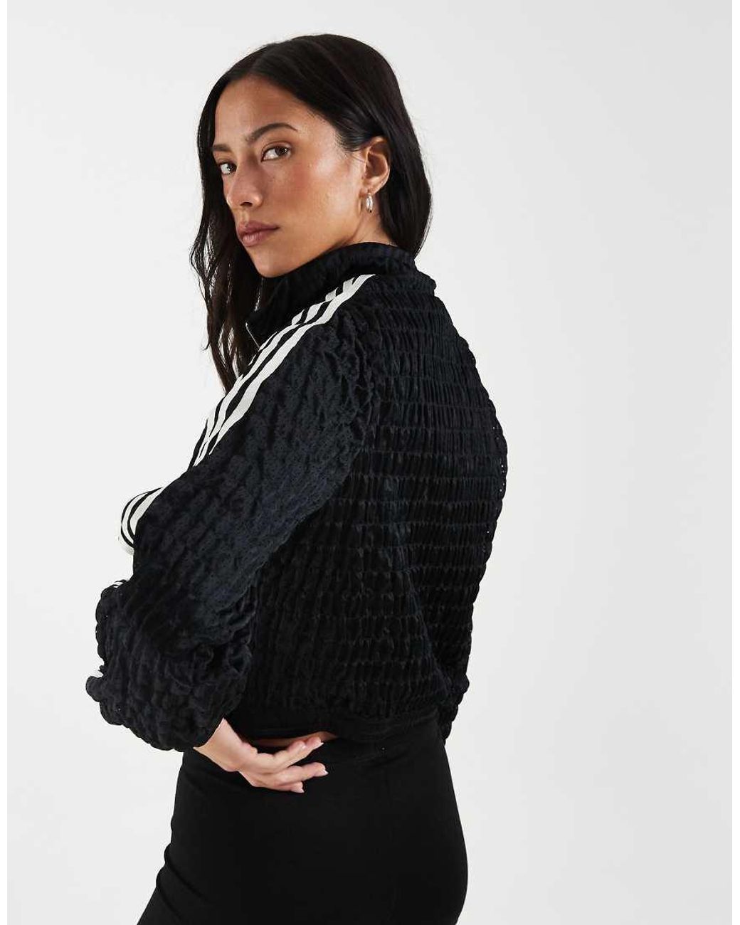 Adidas Originals Black Shirred Track Jacket