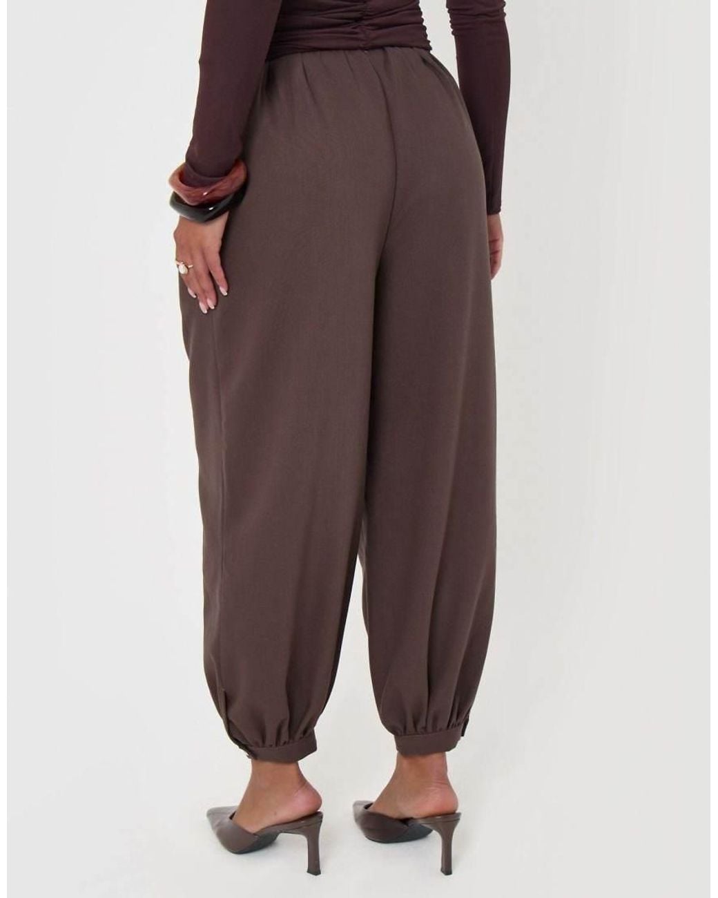 Threadbare Brown Balloon Trousers With Button Cuffs