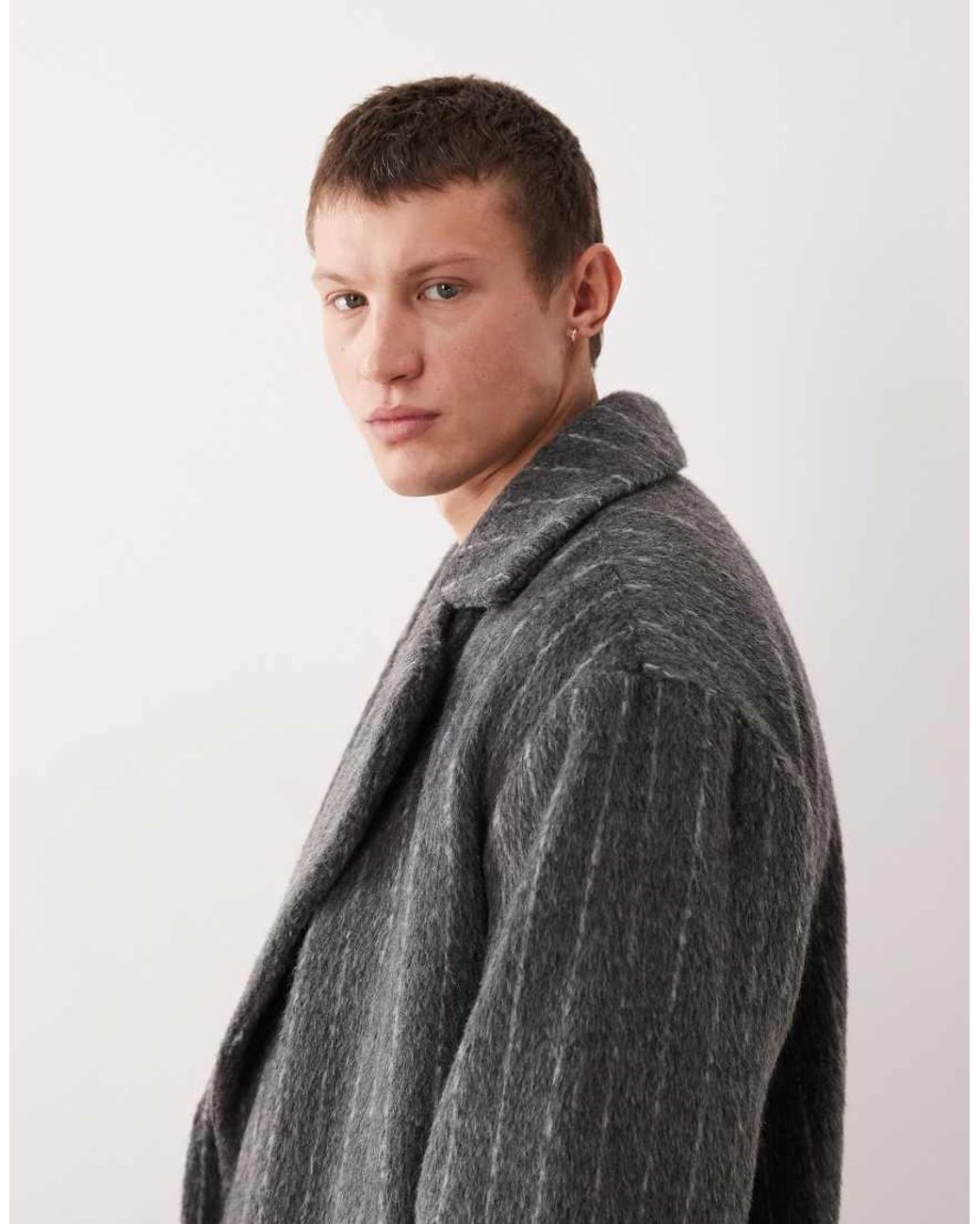 ASOS Gray Oversized Wool Look Overcoat for men