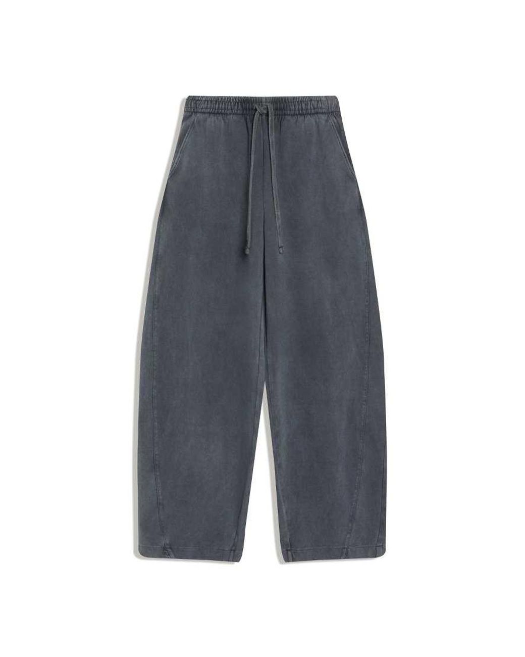 Bershka Blue Barrel Plush Trousers With Stoppers