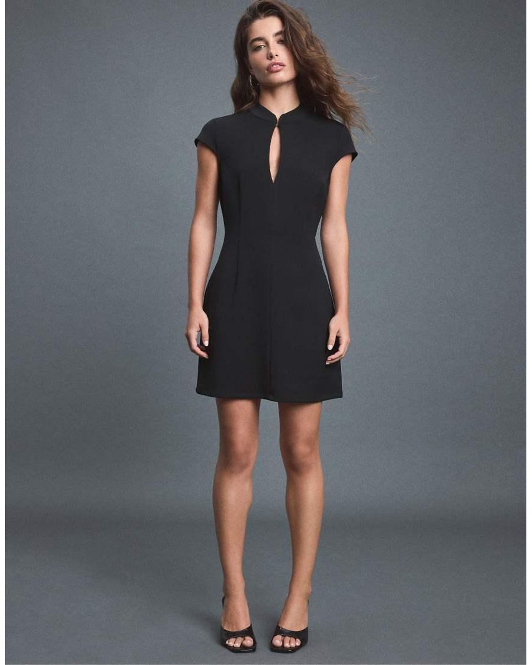 Stradivarius Blue Short Stand Collar Dress