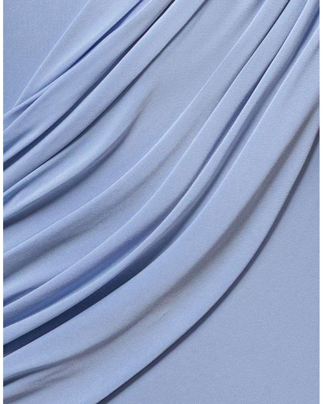 Goddiva Blue Asymmetric Neck Gathered Waist Maxi Dress