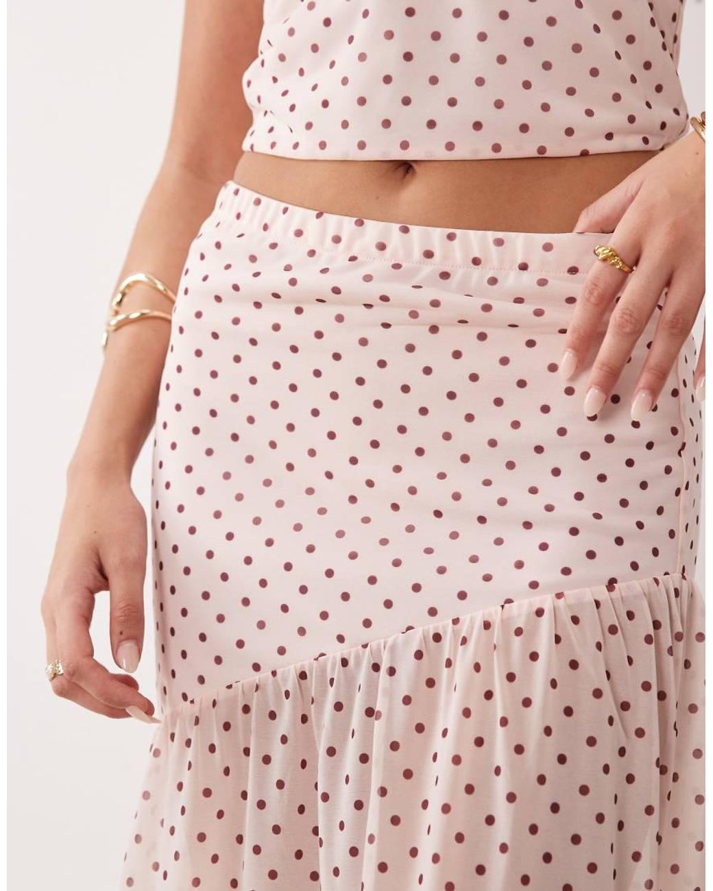The Frolic Pink Exclusive Chiffon Sheer Hem Detail Maxi Skirt Co-Ord