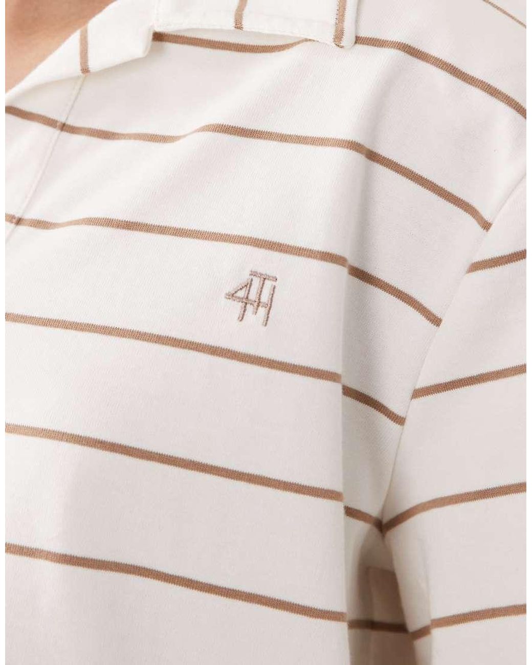 4th & Reckless White Cotton Shoulder Pad Detail Collared Polo Top