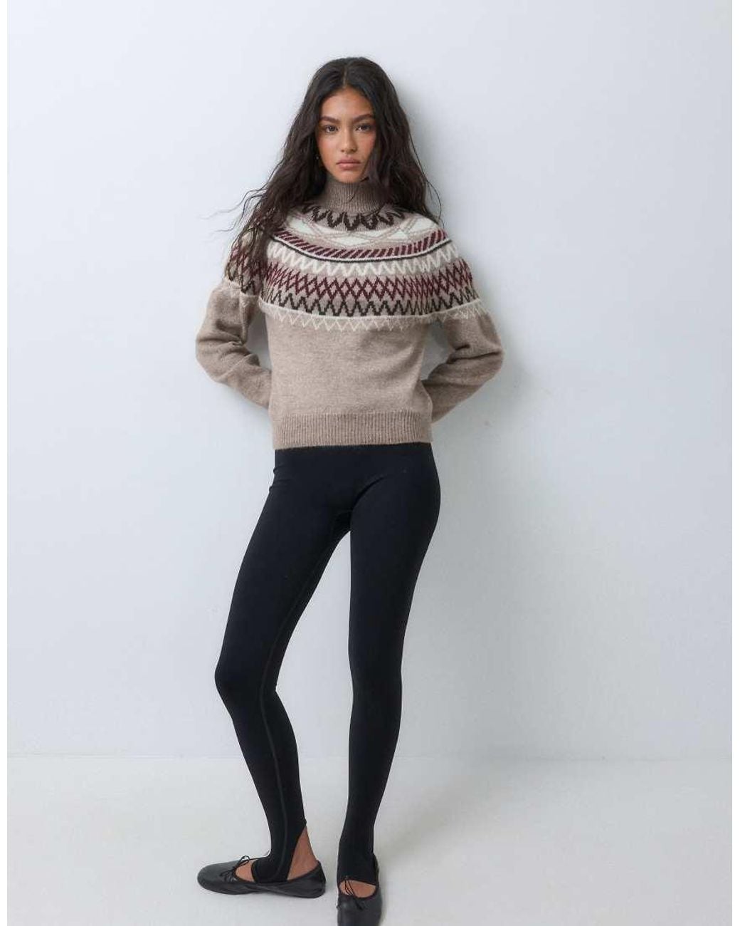 Vero Moda Gray High Neck Fairisle Jumper