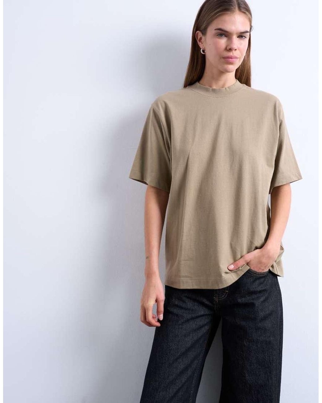 TOPSHOP Gray Premium Basic Short Sleeve Tee
