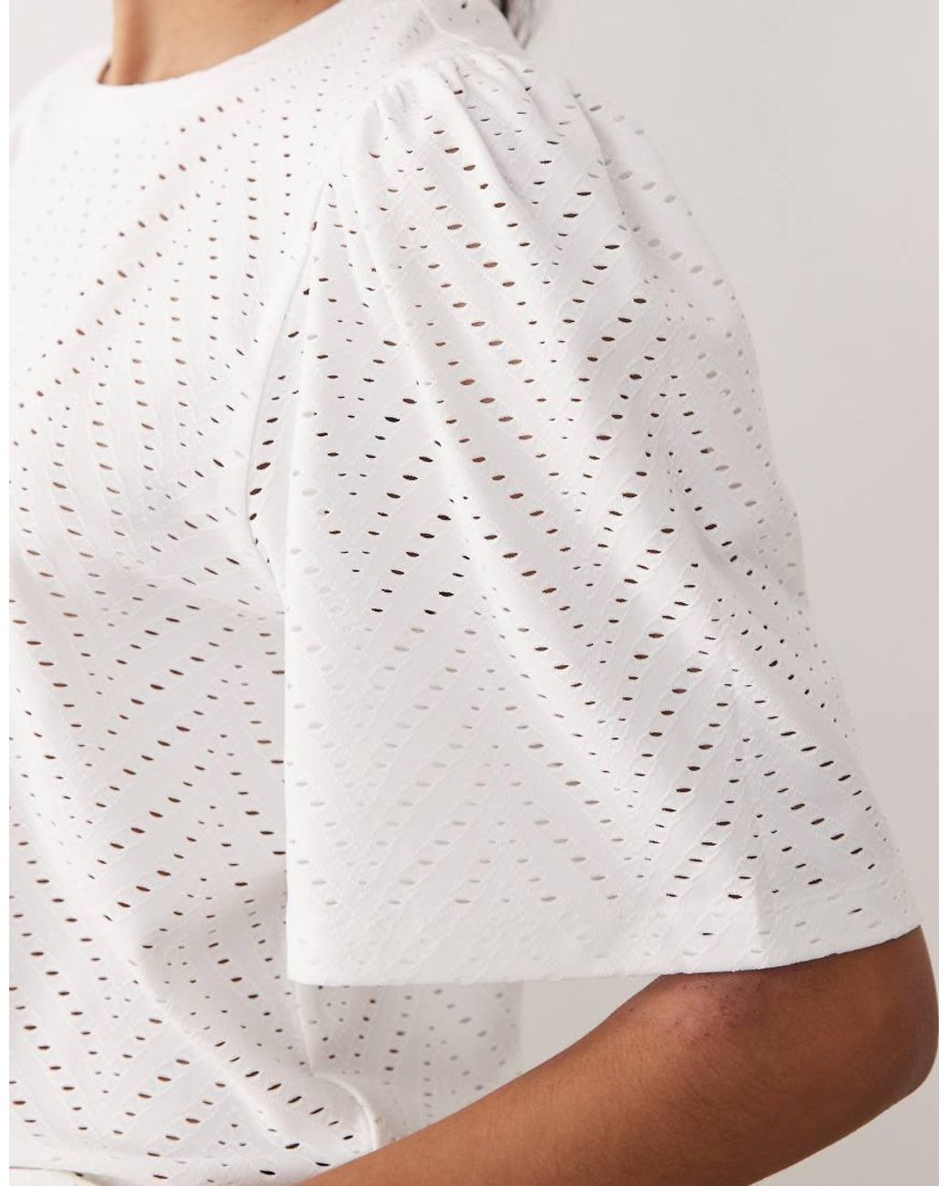 Jdy White Broderie Long Sleeve Top