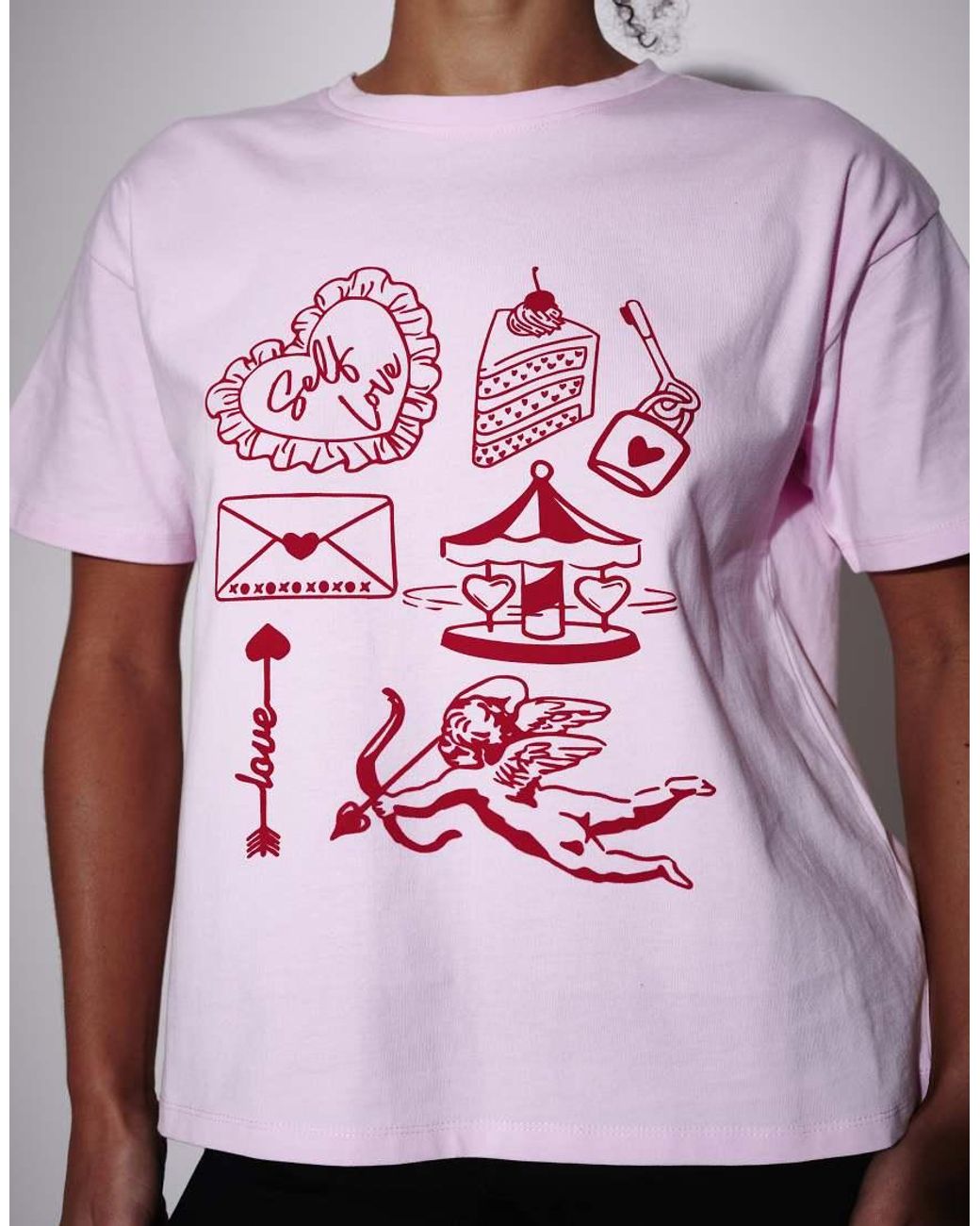 South Beach Pink Self Love Graphic Oversized T-Shirt