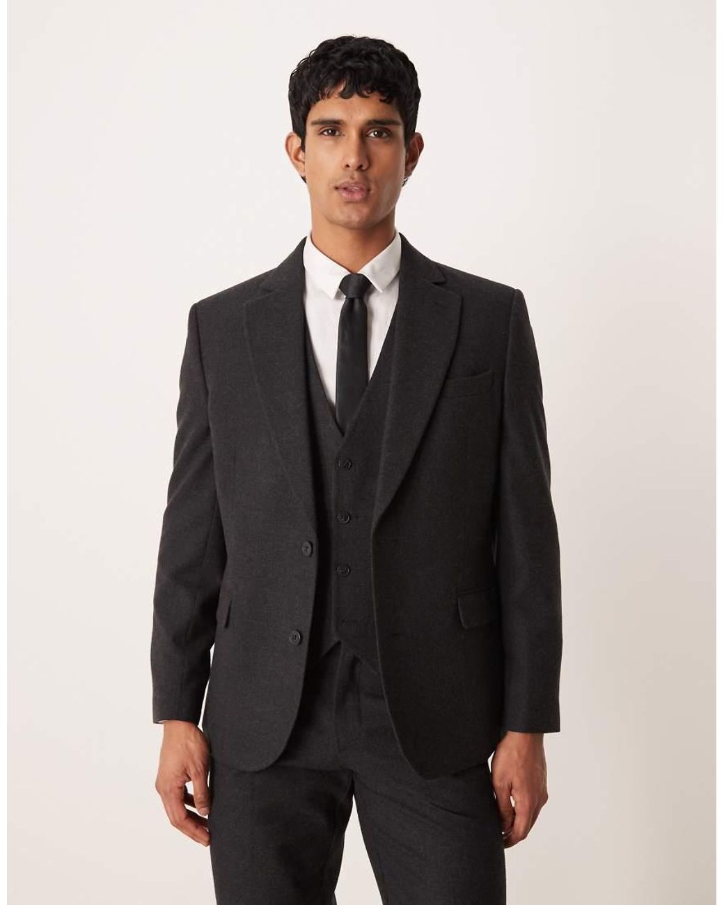 ASOS Black Wool Look Slim Suit Jacket for men
