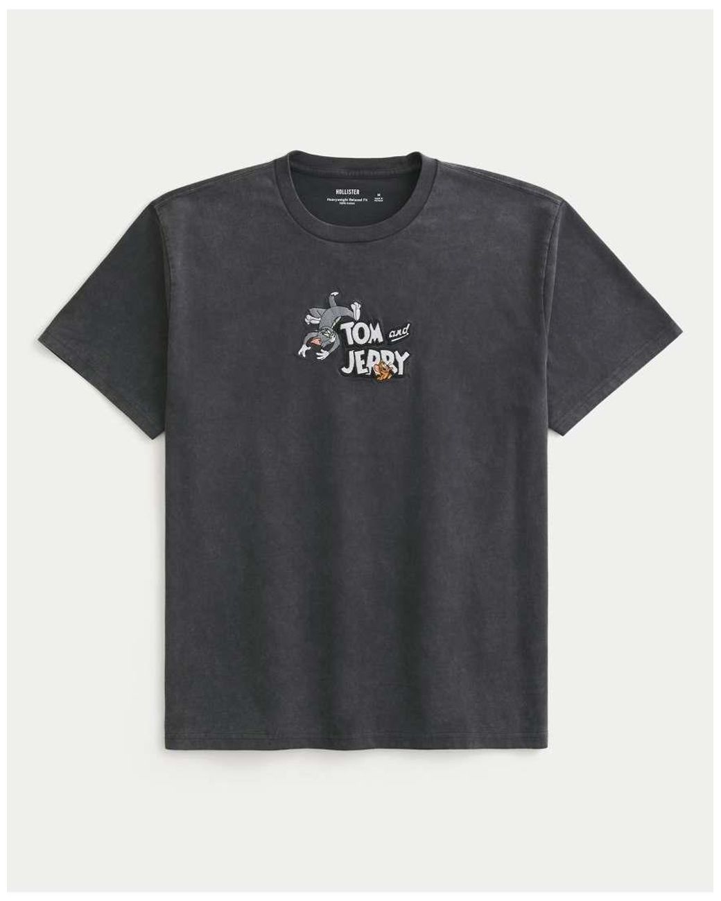 Hollister Gray Relaxed Tom And Jerry Graphic Tee for men