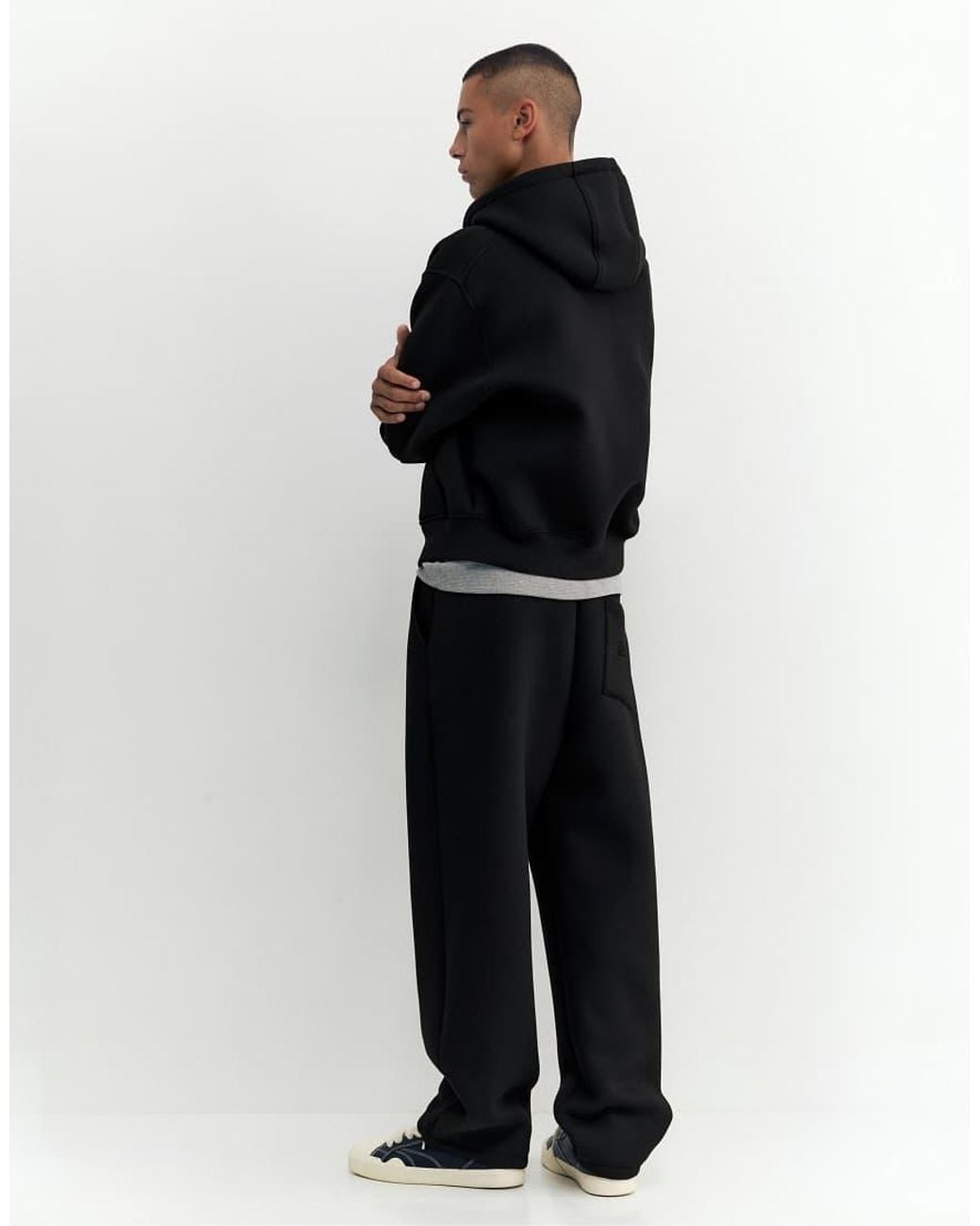 Pull&Bear Black Stwd baggy joggers for men