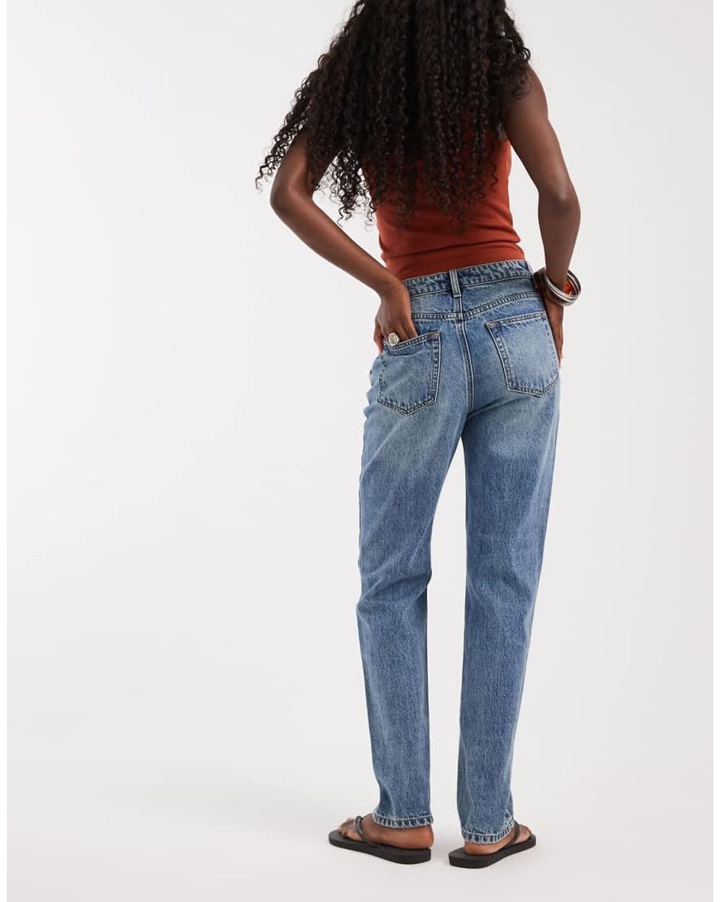 ASOS Blue Pipe Jeans With Zip Detail