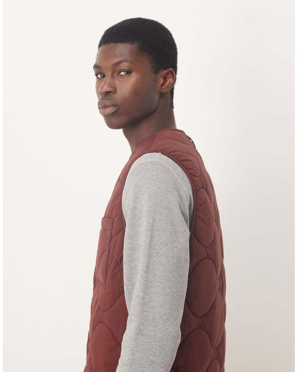 ARKET Red Quilted Gilet With Zip Front for men