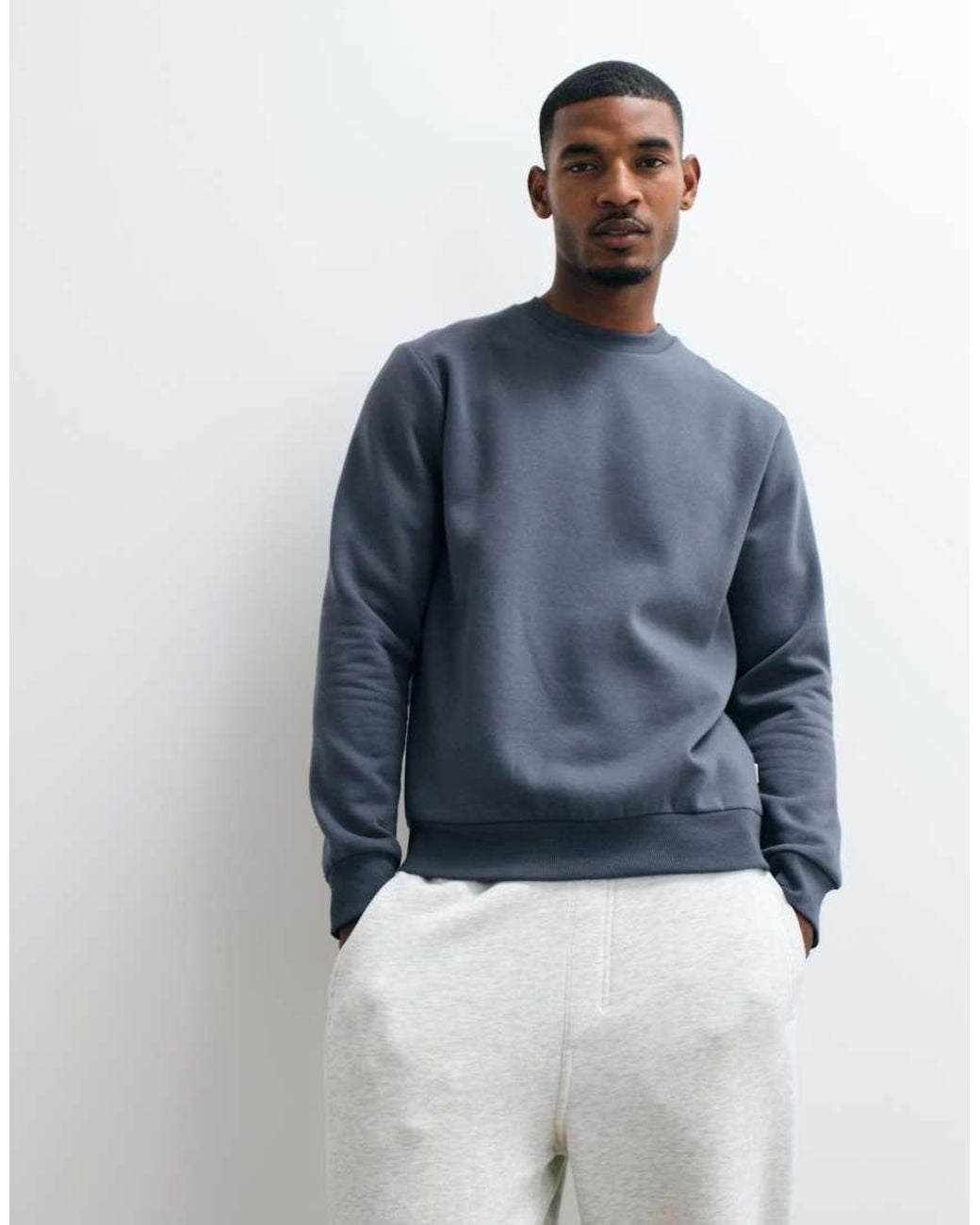 Jack & Jones Blue Oversized Crew Neck Jumper for men