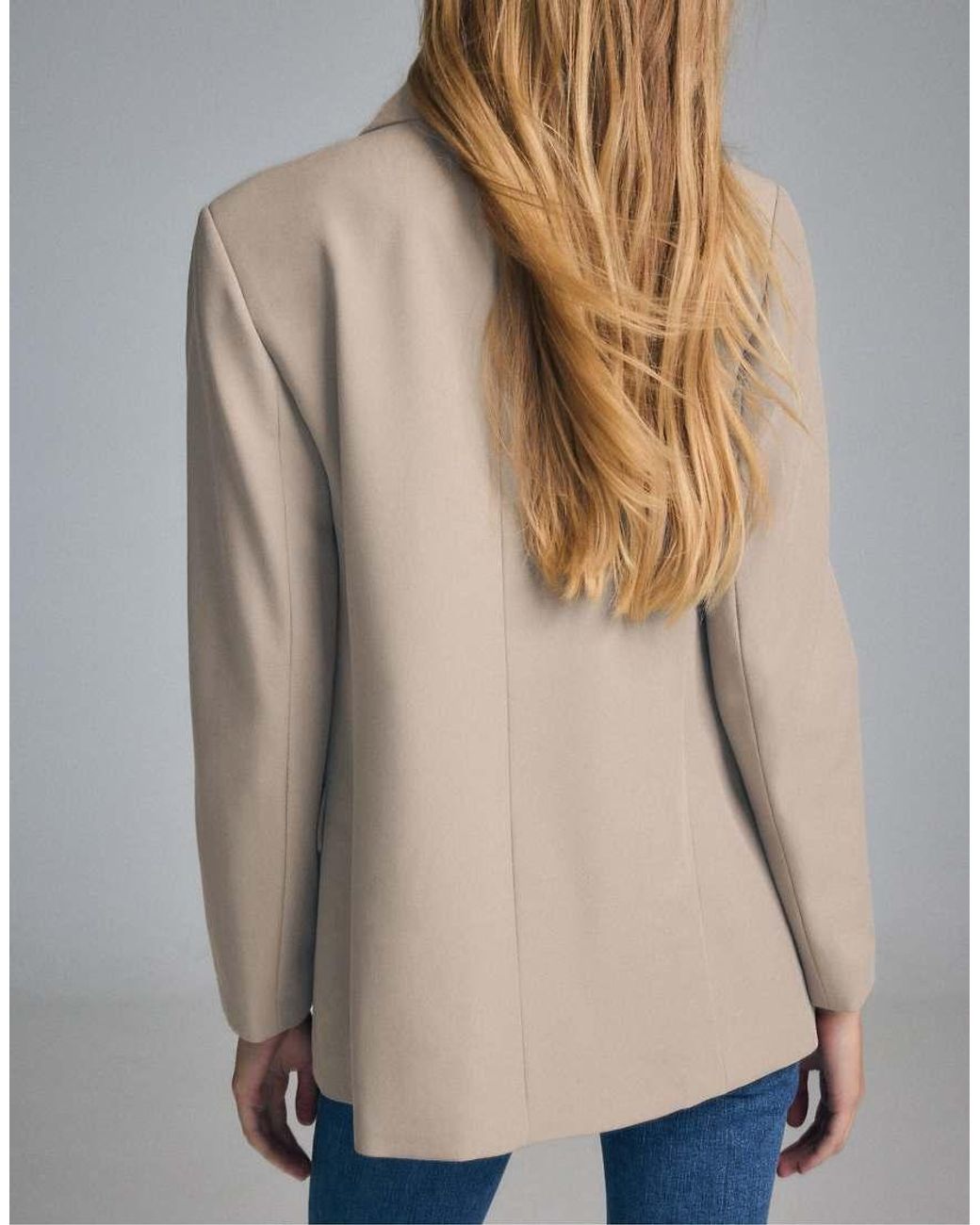Stradivarius Blue Straight Buttoned Blazer