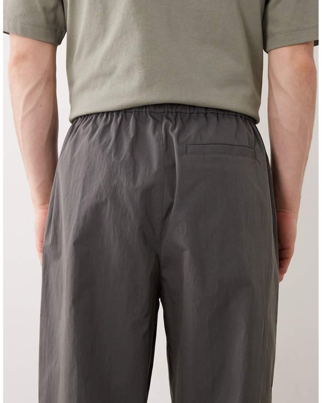 ASOS Gray Oversized Tapered Trousers With Pleat for men