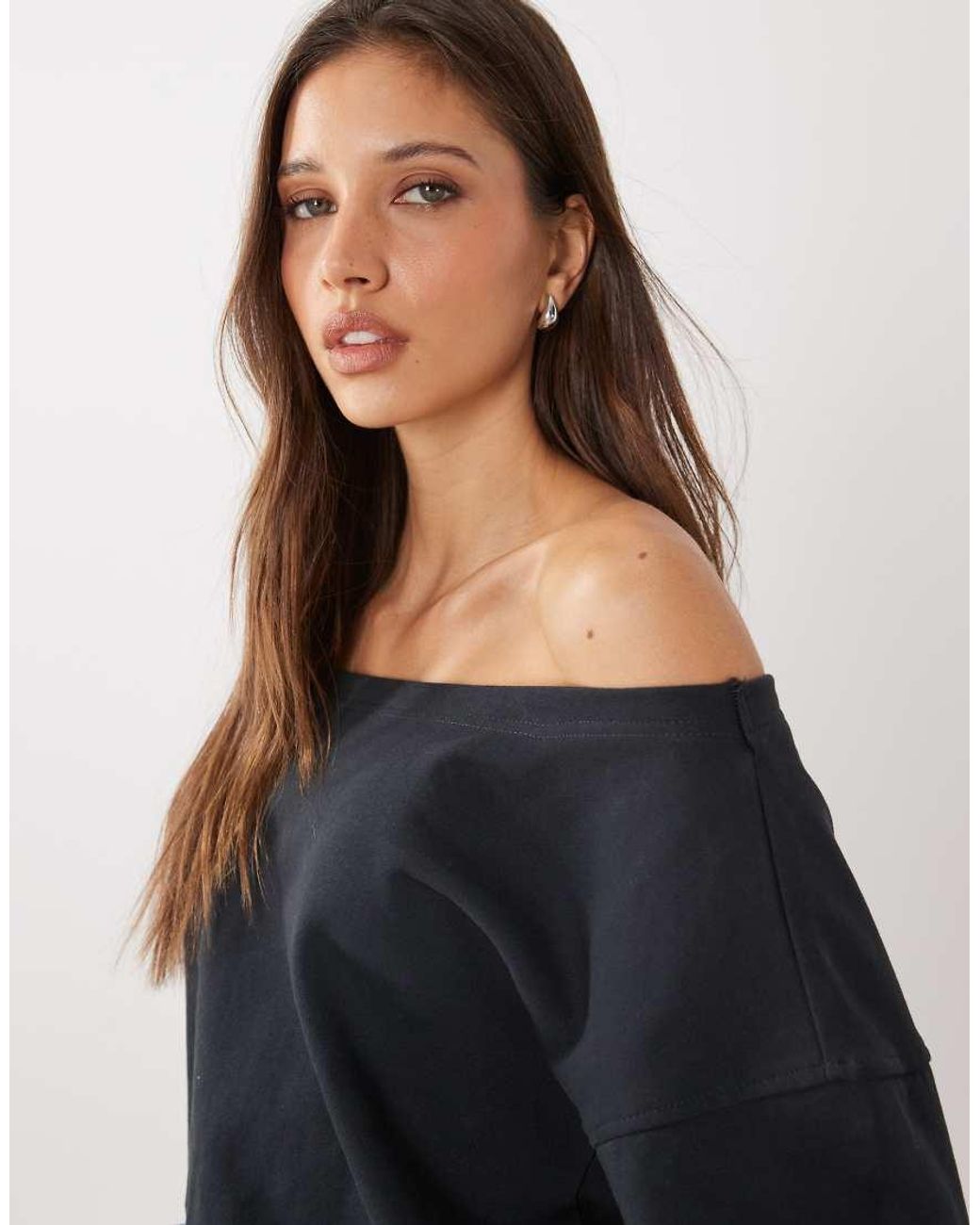 Cotton On Black Relaxed Off Shoulder Sweatshirt