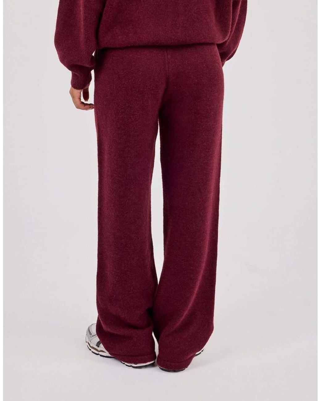 CERNUCCI Red Knitted Stitch Detail Wide Leg Jogger