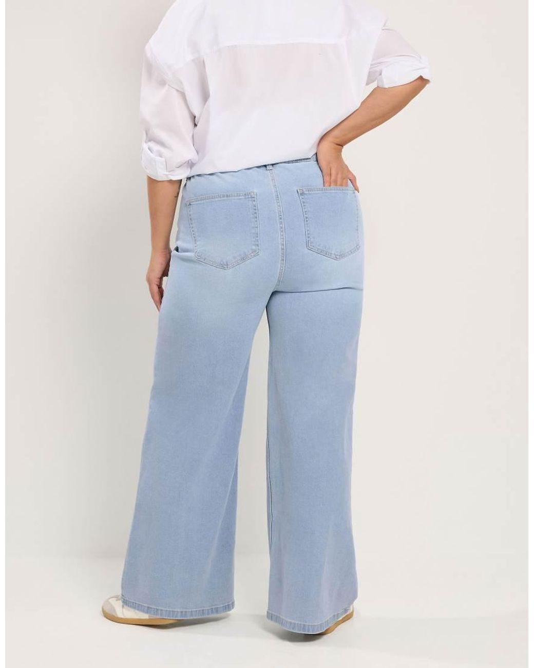 Yours Clothing Blue Wide Leg Puddle Jeans