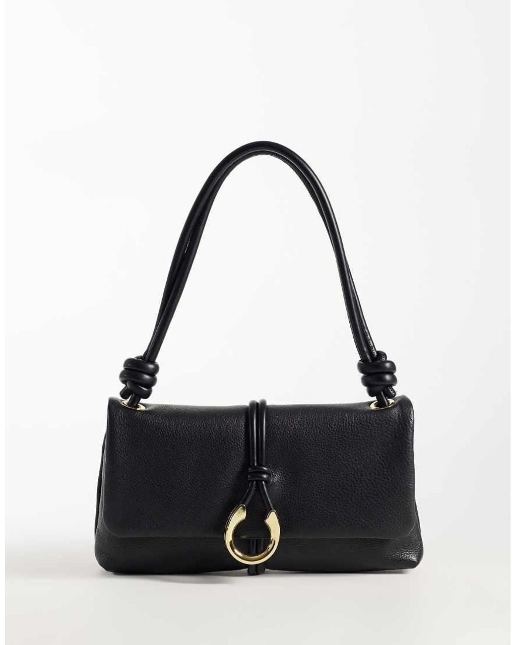 Dolce Vita Black Amina Leather Shoulder Bag With Gold-tone Hardware