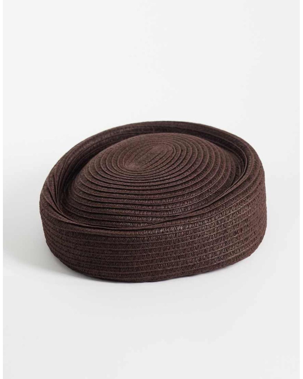 ASOS Brown Straw Pillbox Hat